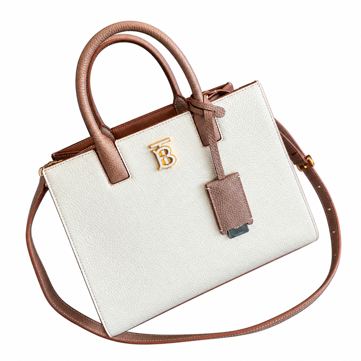 Burberry Ivory TB Monogram Structured Handbag