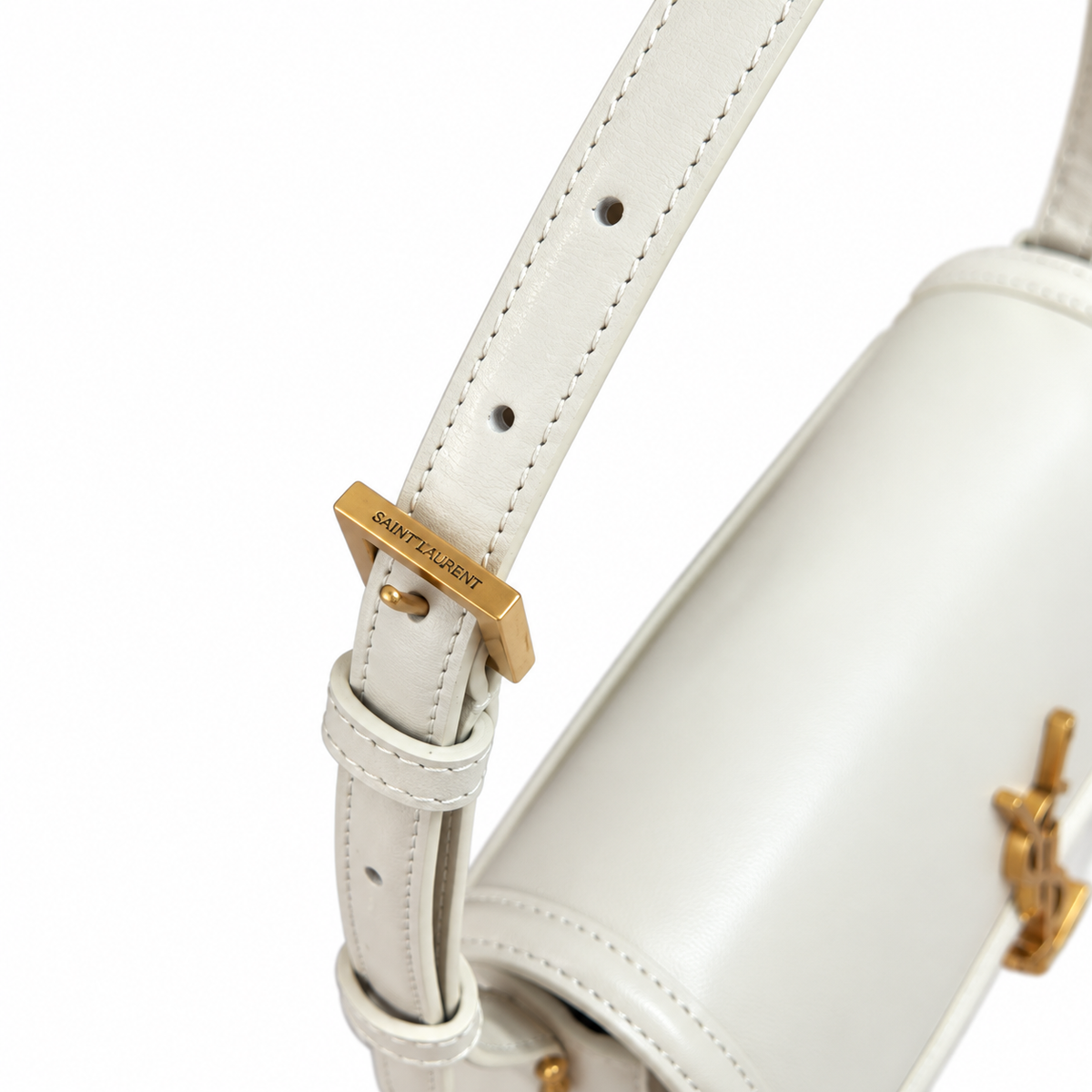 YSL Solferino Small Leather Shoulder Bag Ivory