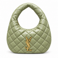Saint Laurent Quilted Leather Hobo Bag – Sage Green