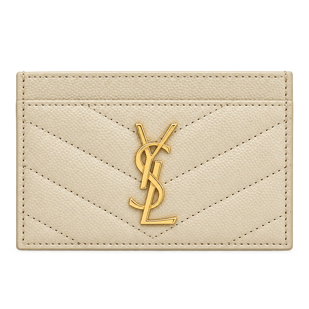 YSL Cassandre Card Holder – Cream Chevron