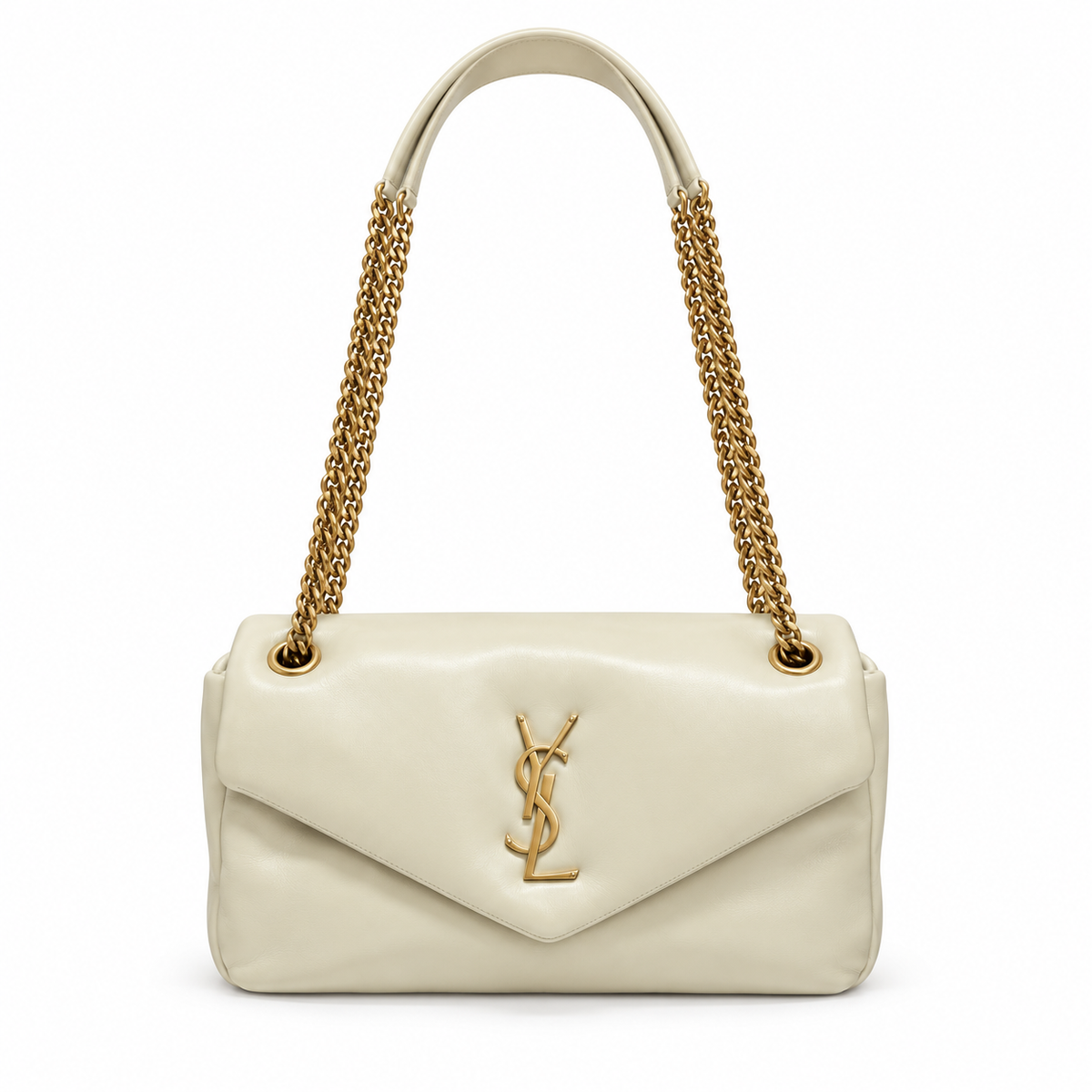 YSL Saint Laurent Calypso Chain Bag in Cream Smooth Leather