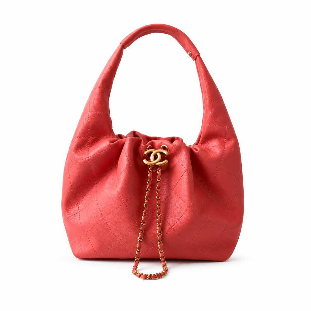 Chanel Quilted Leather Curved Shoulder Satchel Bag
