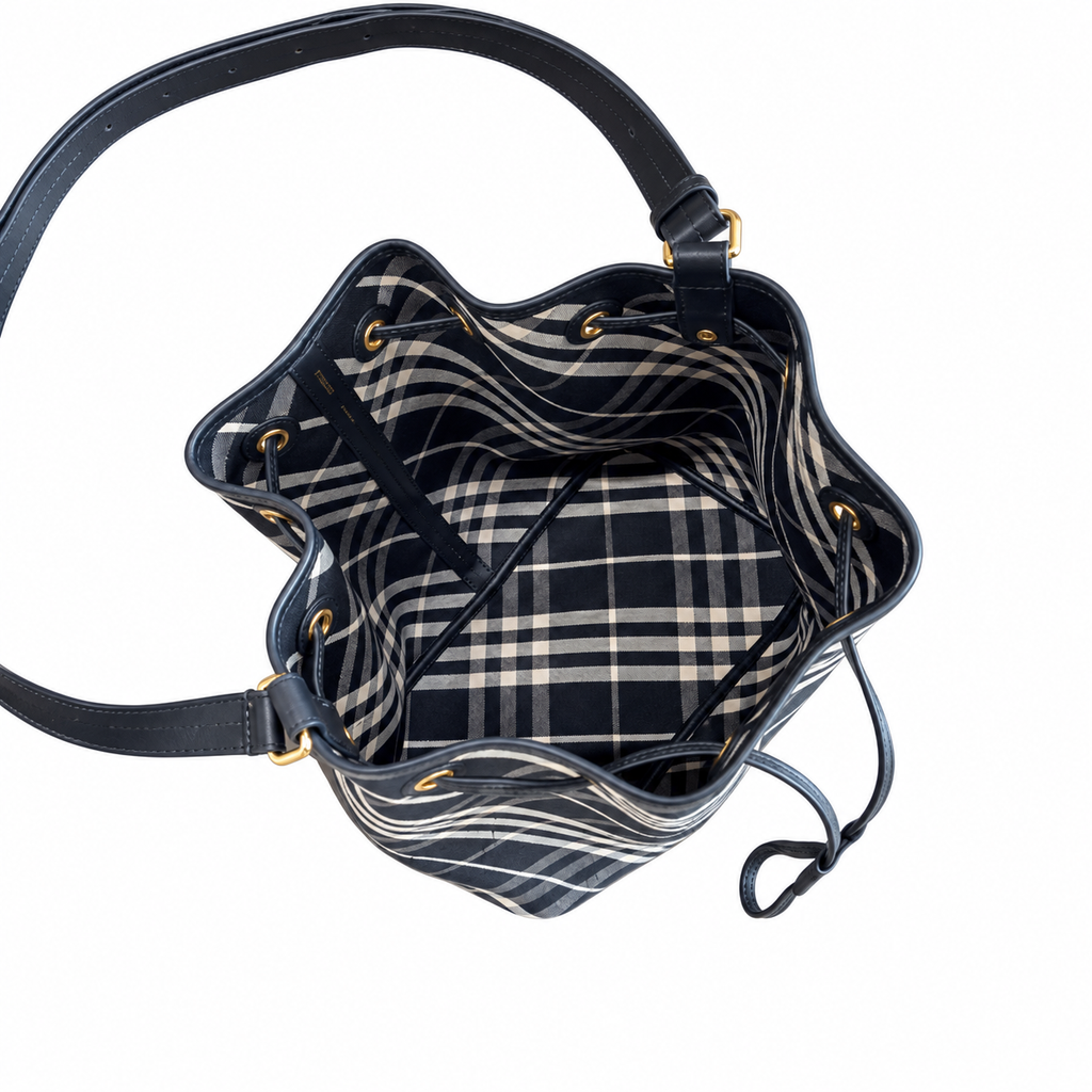 Burberry Heritage Black Check Bucket Bag