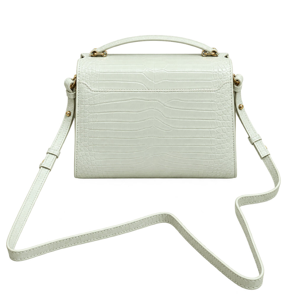 YSL Cassandra Mini Bag – White Croc Leather