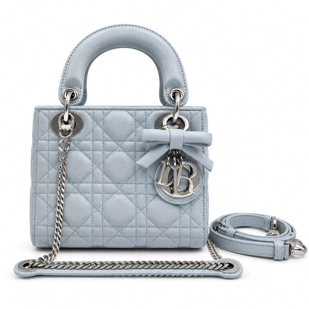Dior White Cannage Quilted Shoulder Bag 17cm