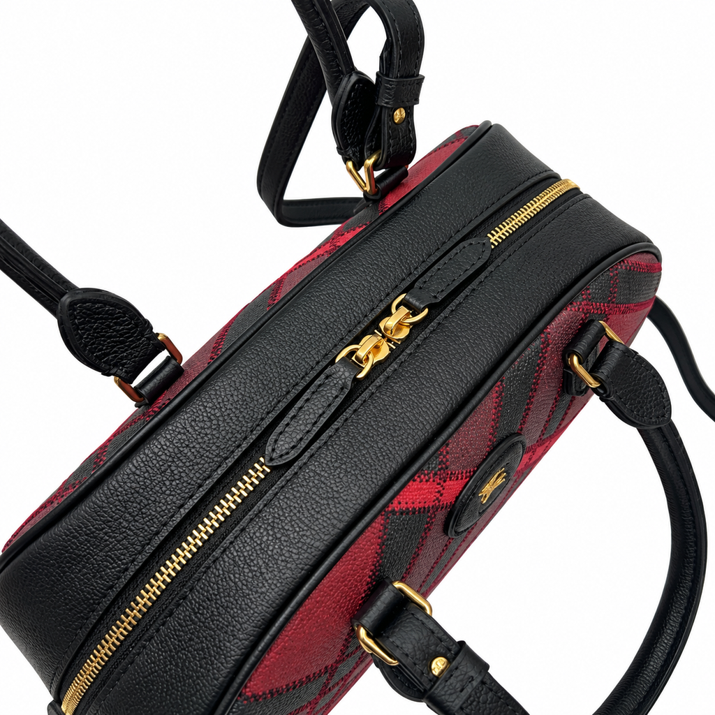 Burberry Crimson Check Equestrian Satchel