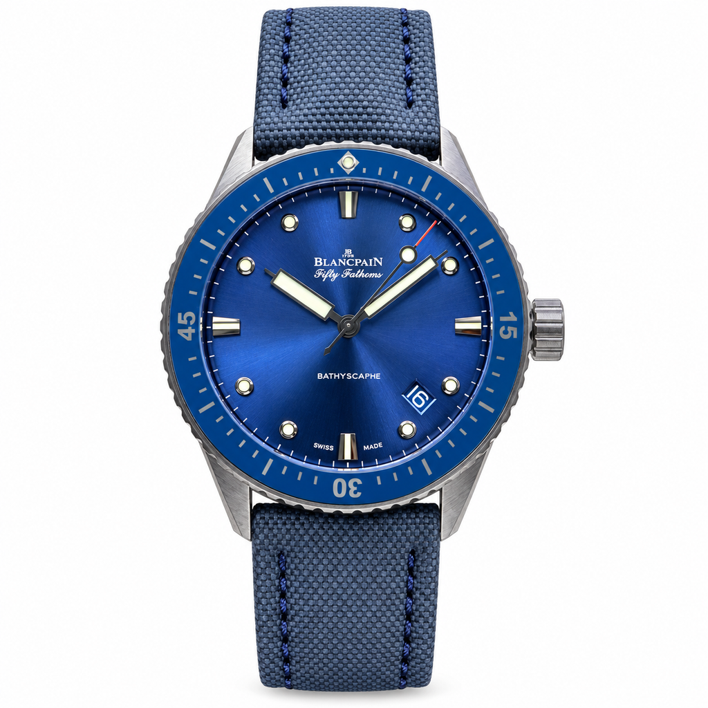 Blancpain Fifty Fathoms Bathyscaphe – Blue Dial Ceramic Bezel Swiss Automatic Dive Watch
