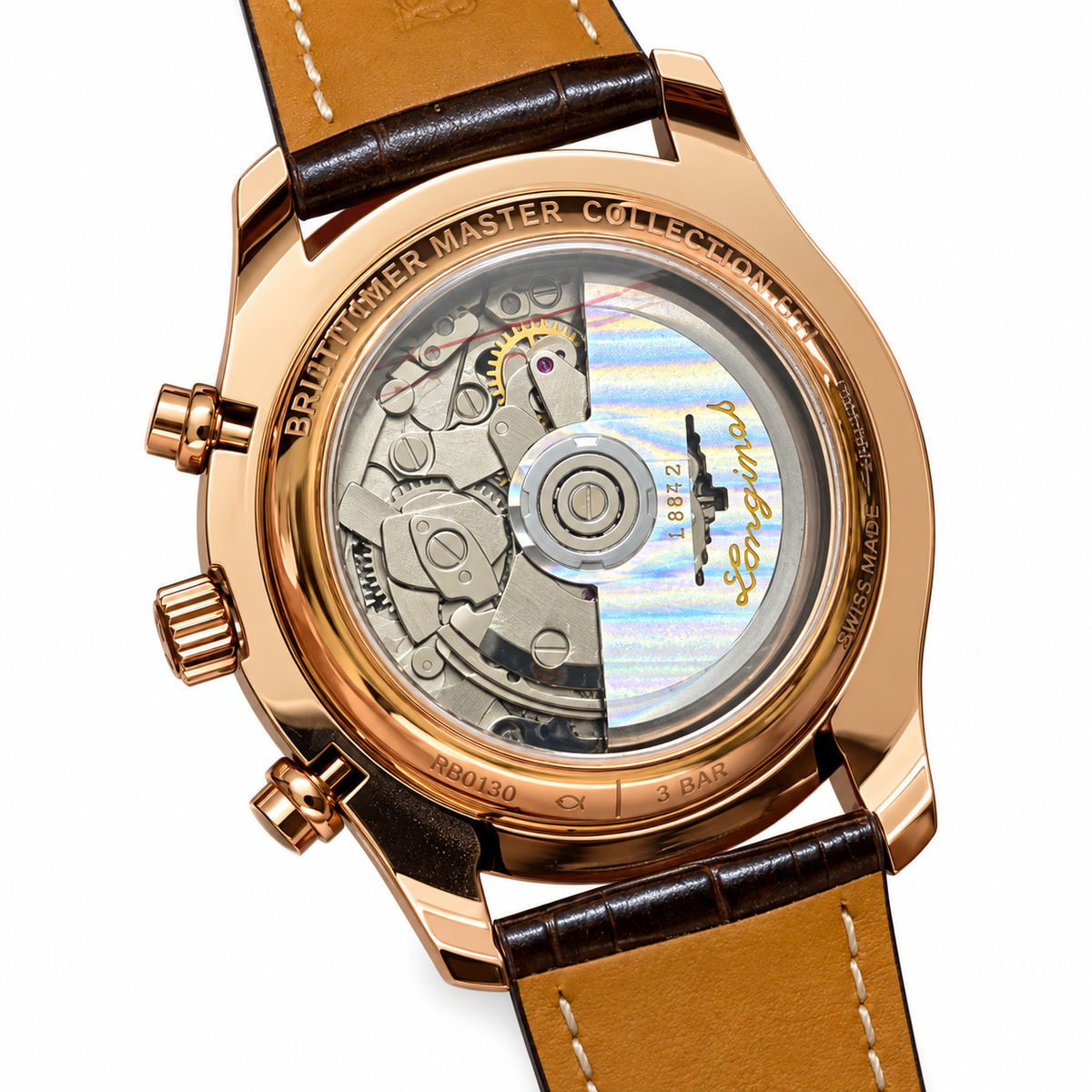 Longines Master Collection – Moonphase Chronograph Rose Gold Leather Strap