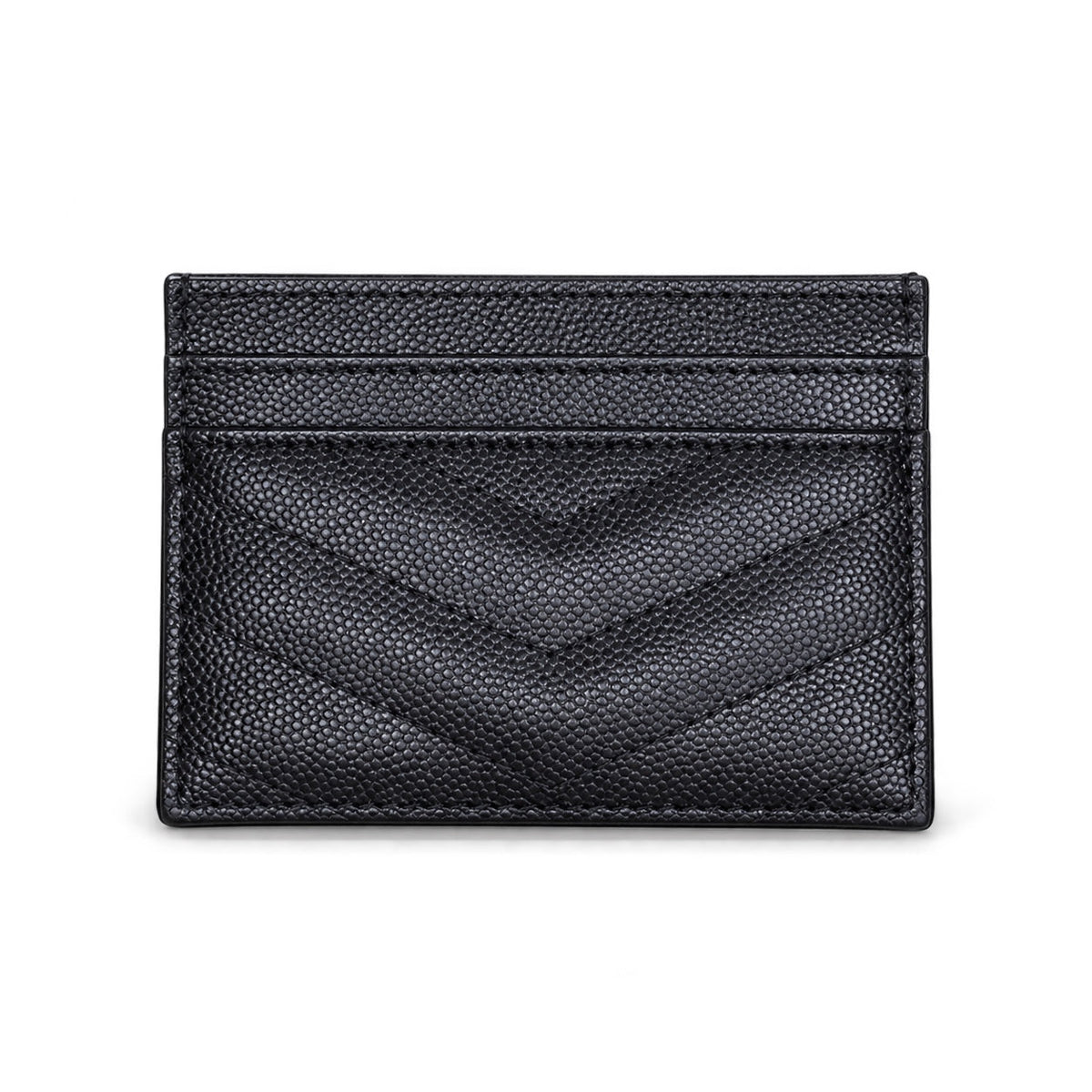 YSL Cassandre Card Holder – Black Grain Gold