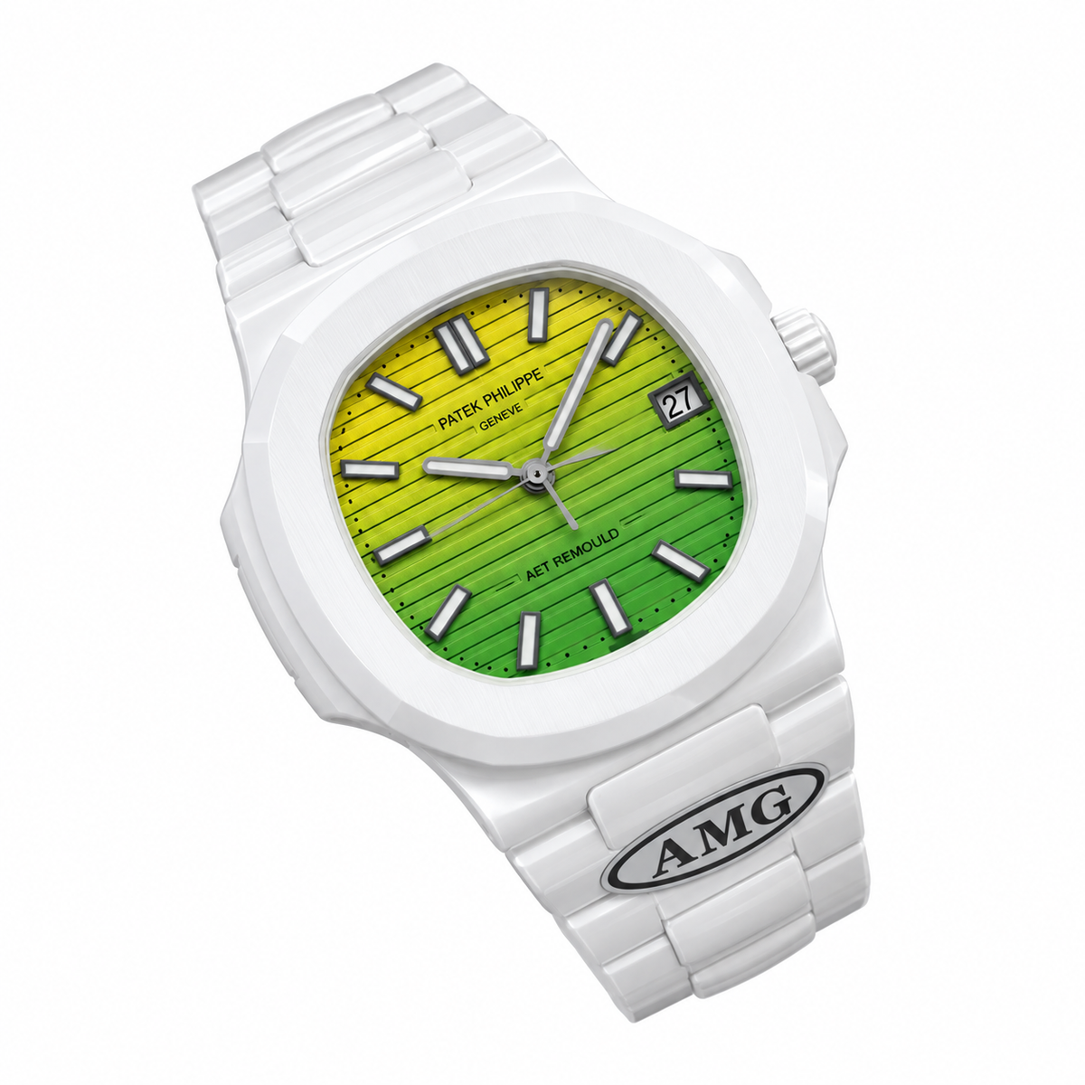 Patek Philippe White Ceramic Nautilus Yellow Green Gradient AMG