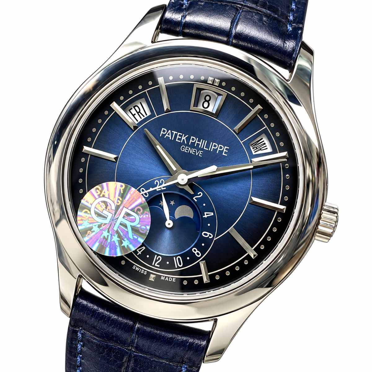 Patek Philippe Annual Calendar Moon Phase 40mm Steel Blue Sunburst Dial