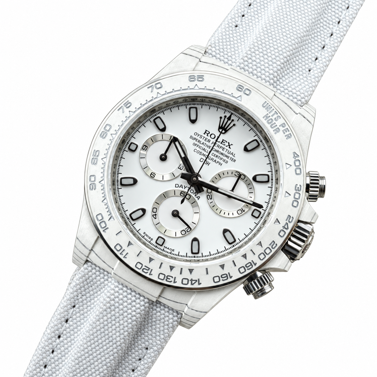 Rolex Daytona Steel White Dial Canvas Strap