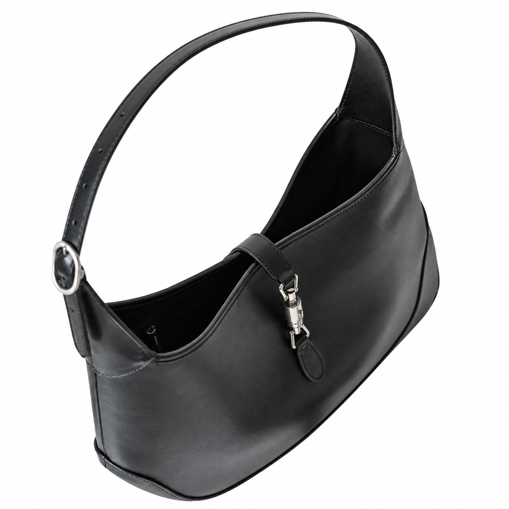Gucci Jackie 1961 Large Hobo in Black Polished Leather with Silver Hardware