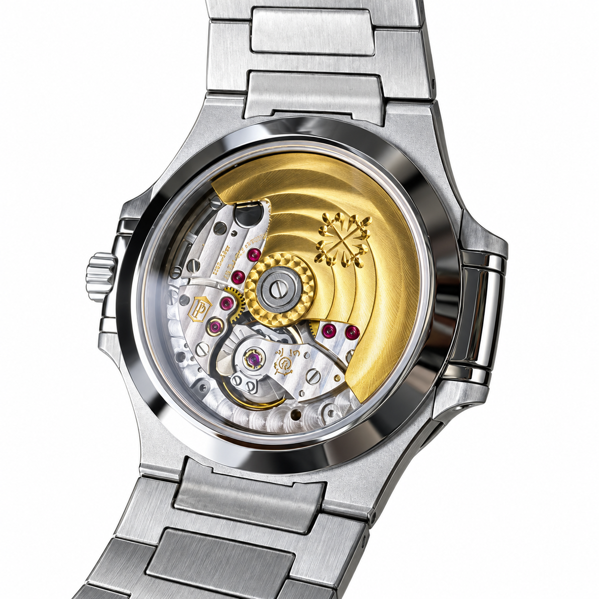 Patek Philippe Nautilus Steel Ruby Baguette Bezel Black Dial 35mm