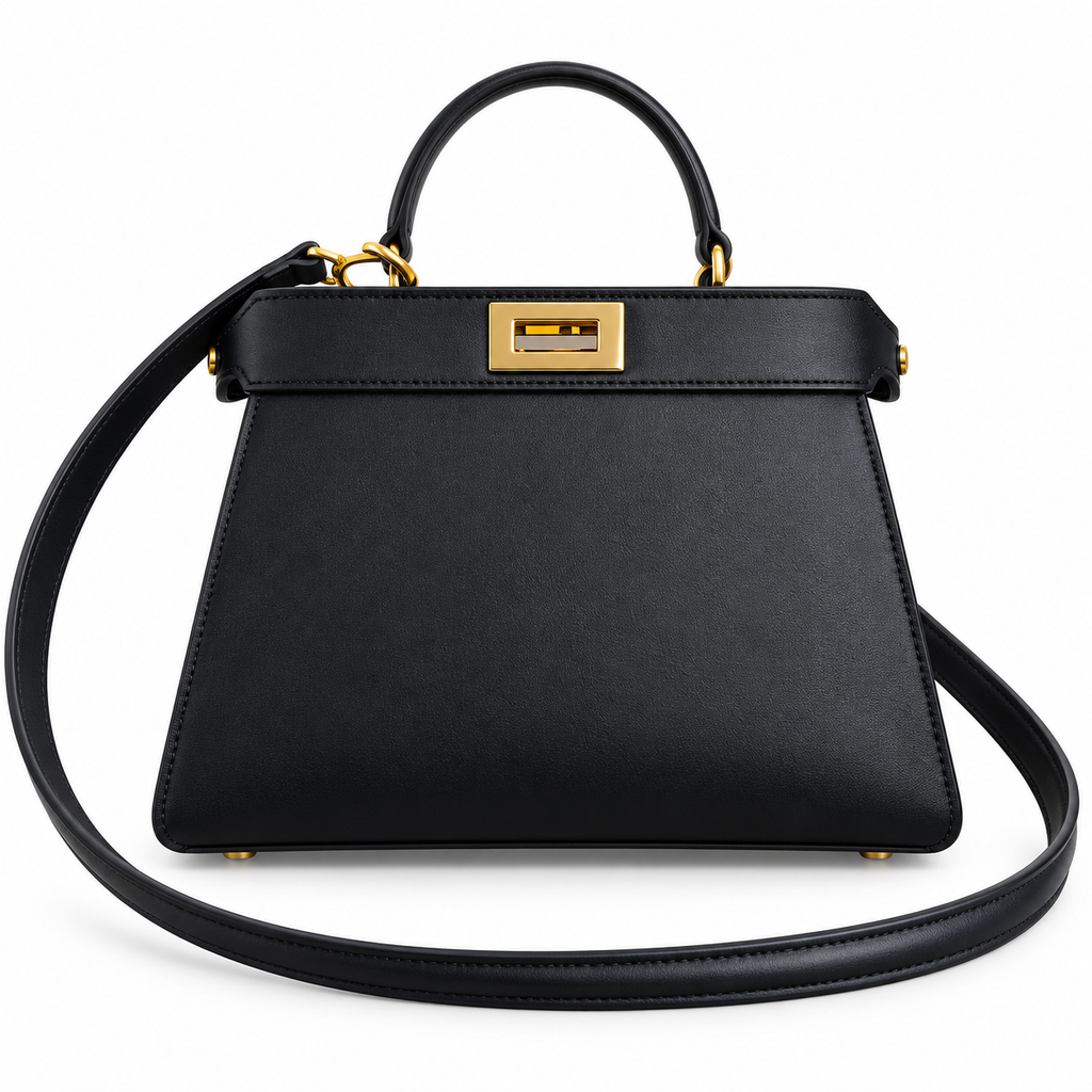 Fendi Baguette FF Logo Leather Shoulder Bag 20cm
