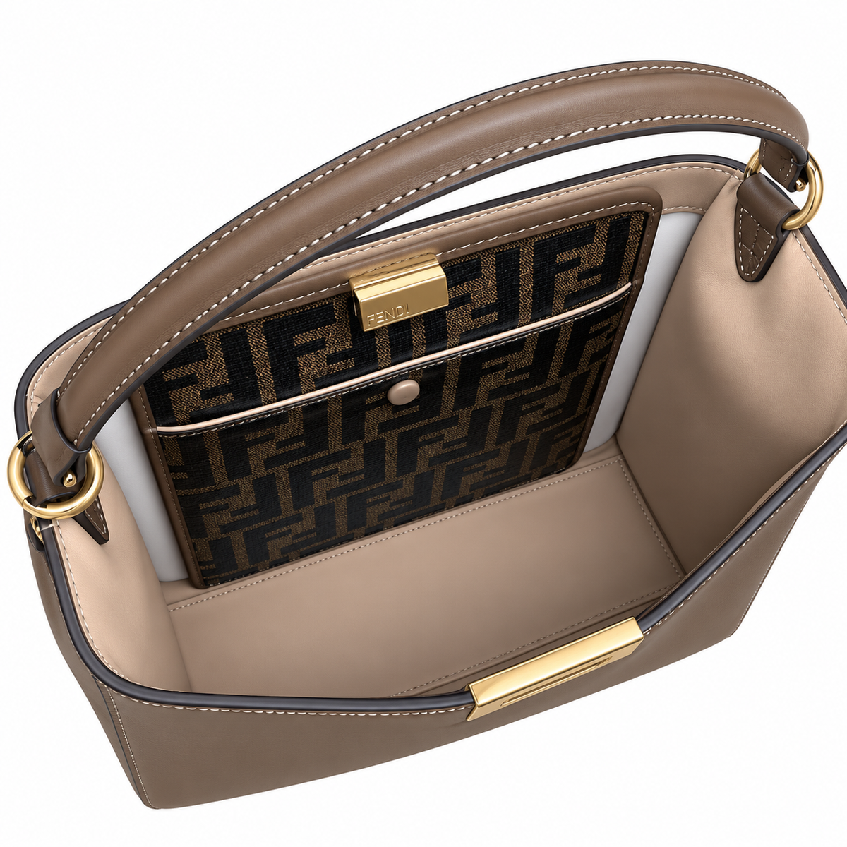 Fendi FF Logo Classic Leather Top Handle Handbag 30cm