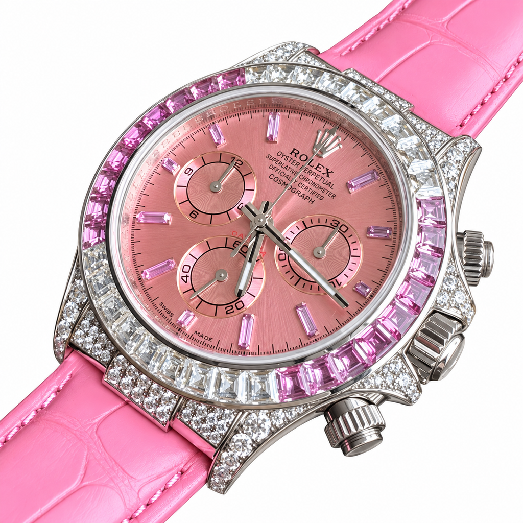 Rolex Daytona Steel Pink Dial Diamond Bezel
