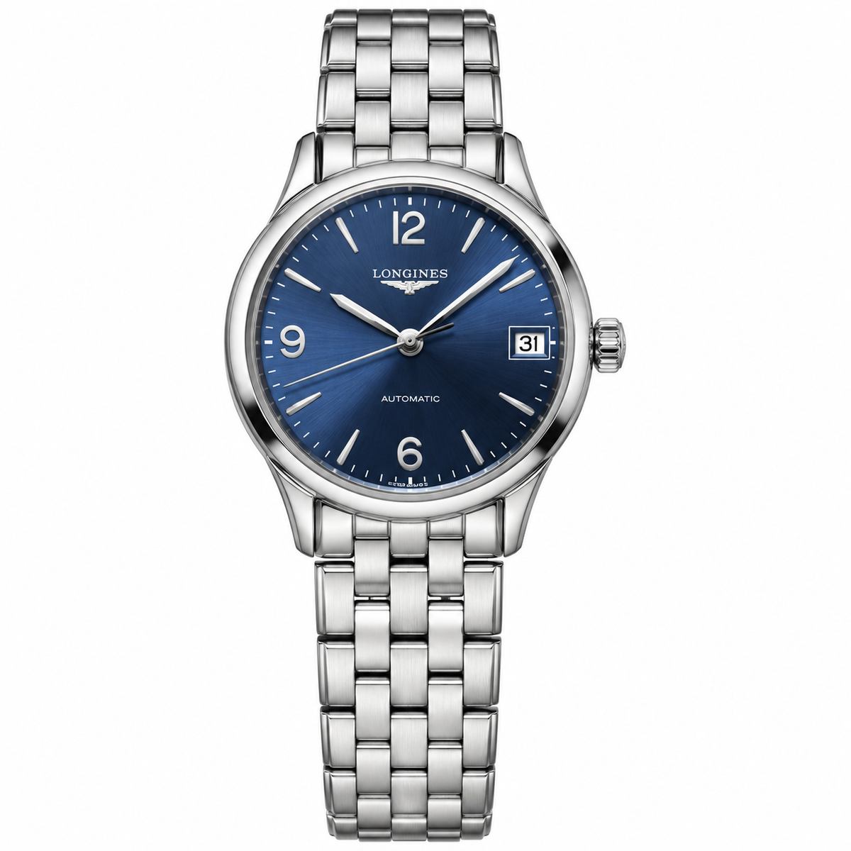 Longines Record – Blue Sunray Dial Steel Bracelet Automatic