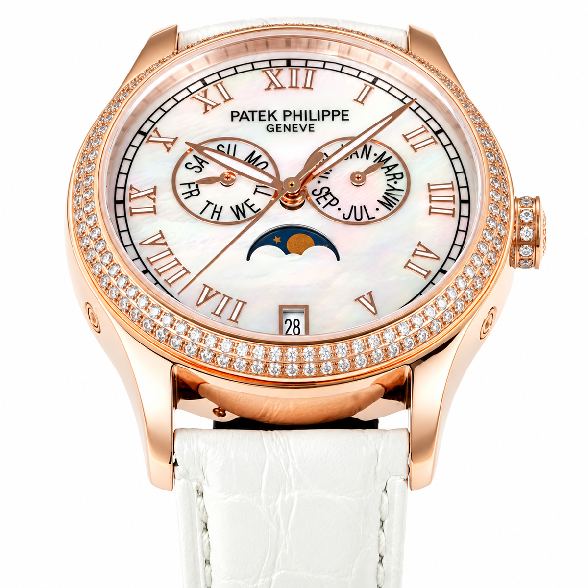 Patek Philippe Rose Gold Annual Calendar Diamond White MOP Dial