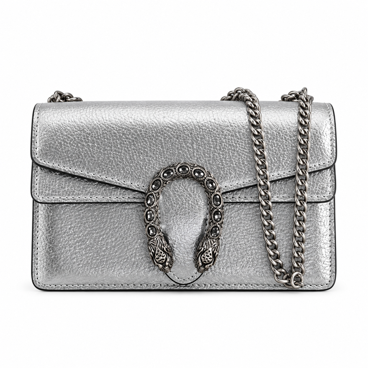 Gucci Dionysus Mini Bag in Silver Metallic Leather