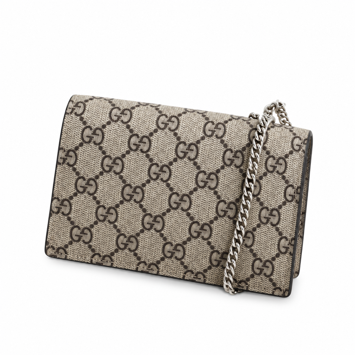 Gucci Dionysus Mini Bag in GG Supreme Canvas with Brown Suede Flap and Leather Interior