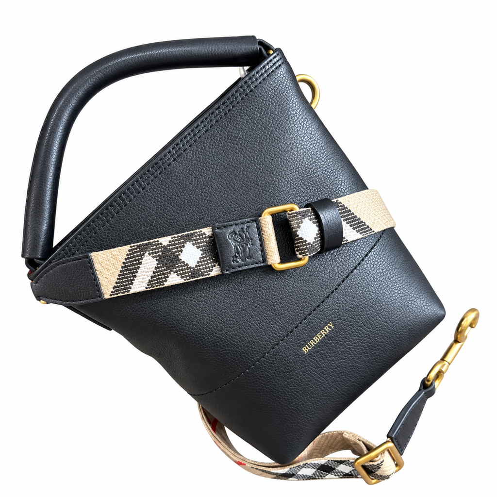 Burberry Noir Bucket Bag with Signature Check Strap
