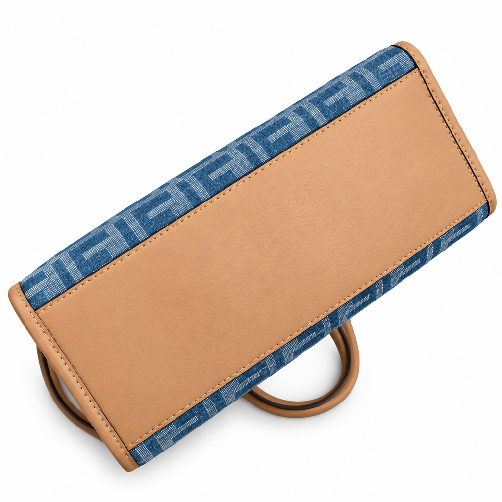 Fendi FF Logo Leather Medium Tote Bag 22.5x25x12cm