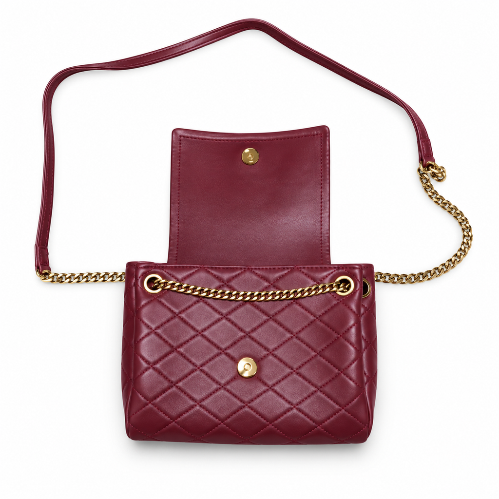 Saint Laurent Nolita Quilted Chain Bag in Burgundy