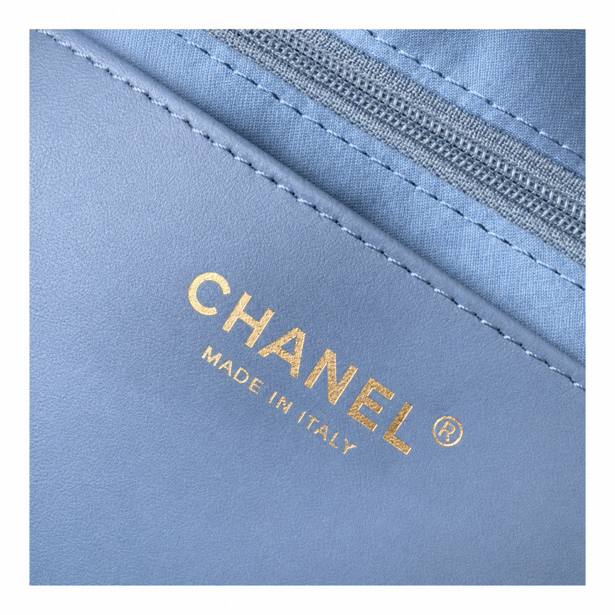 Chanel Denim Quilted Large Shopping Tote | Gold Chain Blue — 29x38cm