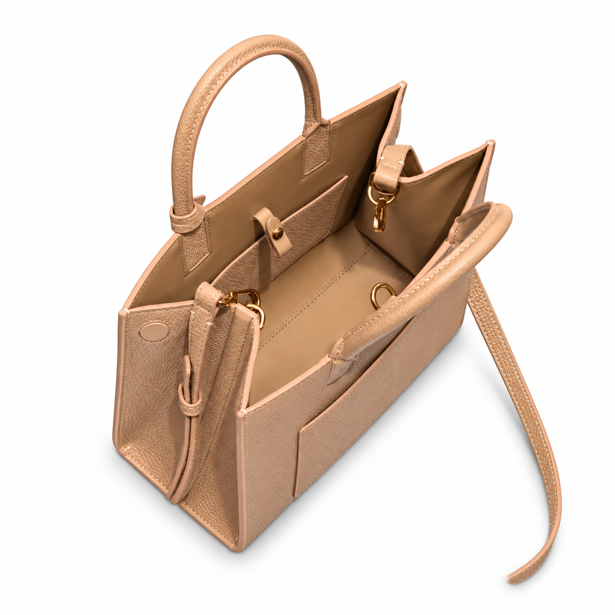 Burberry TB Monogram Camel Top Handle Bag