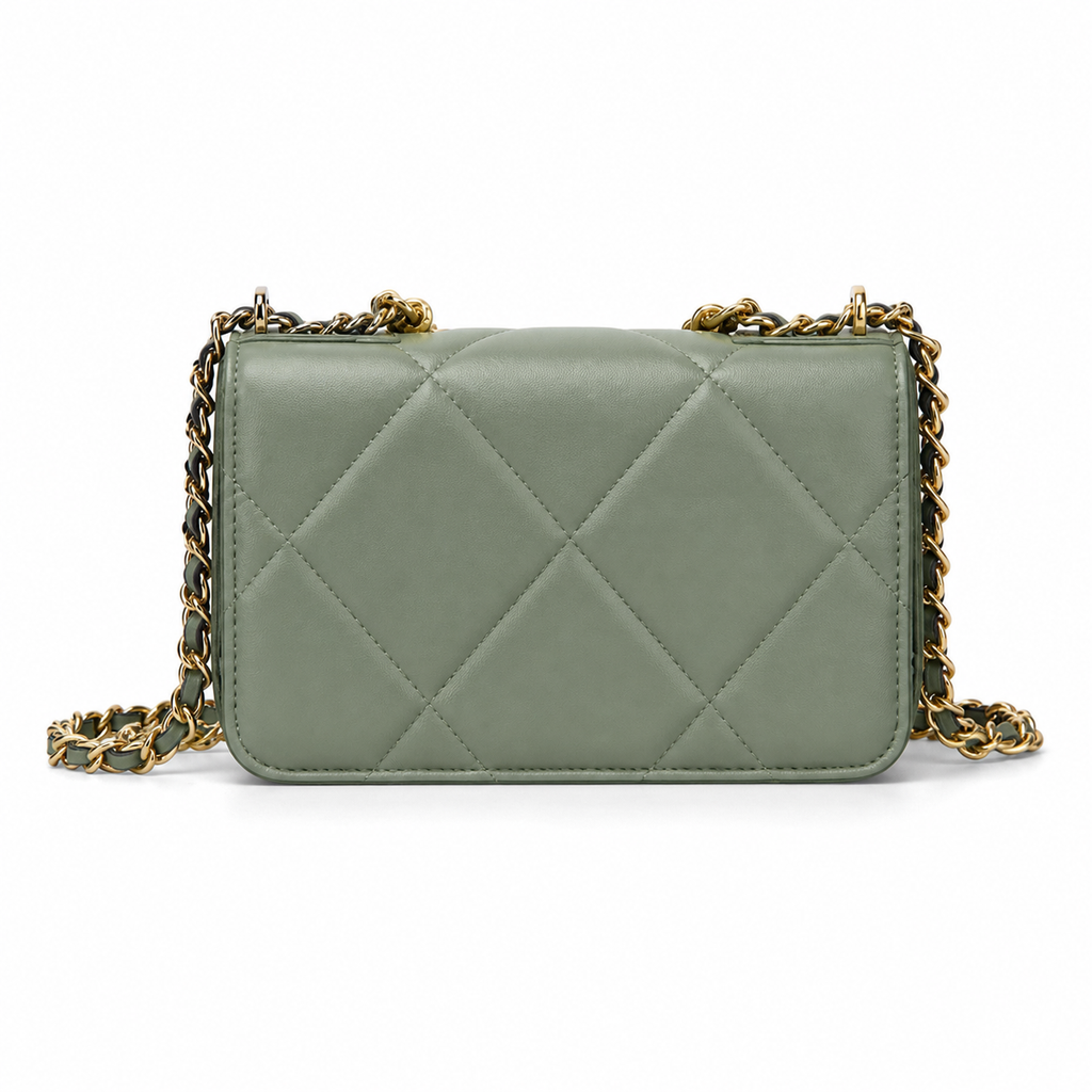 Chanel Classic Quilted Slim Flap Bag | CC Turn-Lock Leather Chain Strap — 12x19.5cm