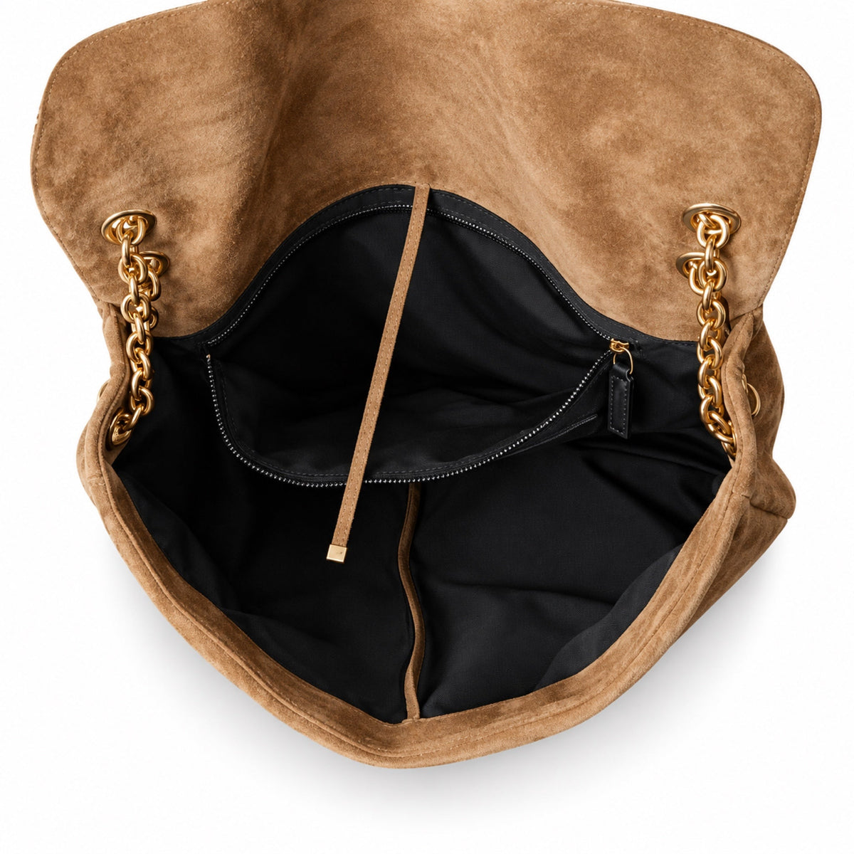 YSL Jamie Quilted Suede Flap Shoulder Bag Camel