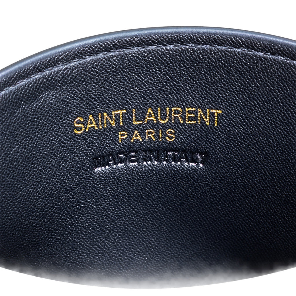 YSL Cassandre Card Holder – Black Grain Gold