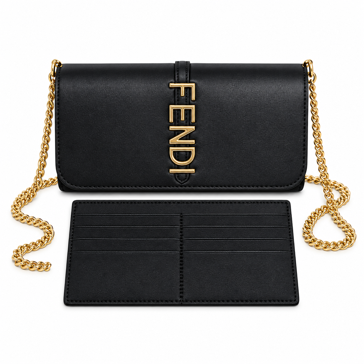 Fendi FF Small Shoulder Bag – Jacquard Canvas & Leather Trim, Flap Closure, 22cm