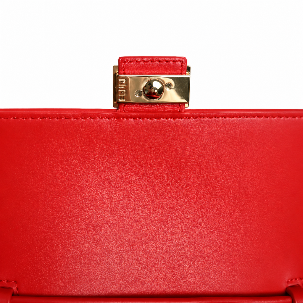 Fendi FF Small Shoulder Bag – Jacquard Canvas & Leather Trim, Flap Closure, 21cm