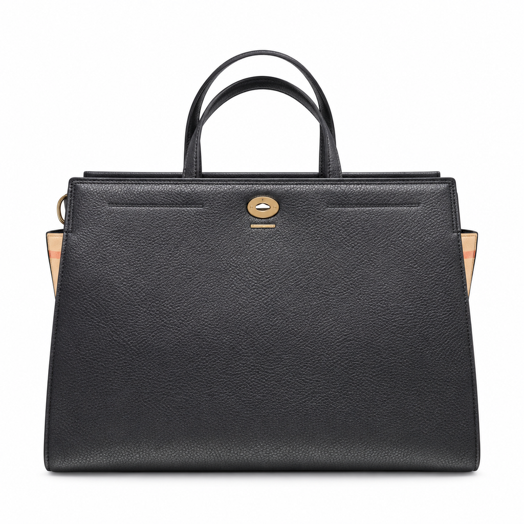 Burberry Heritage Check Black Top Handle Bag