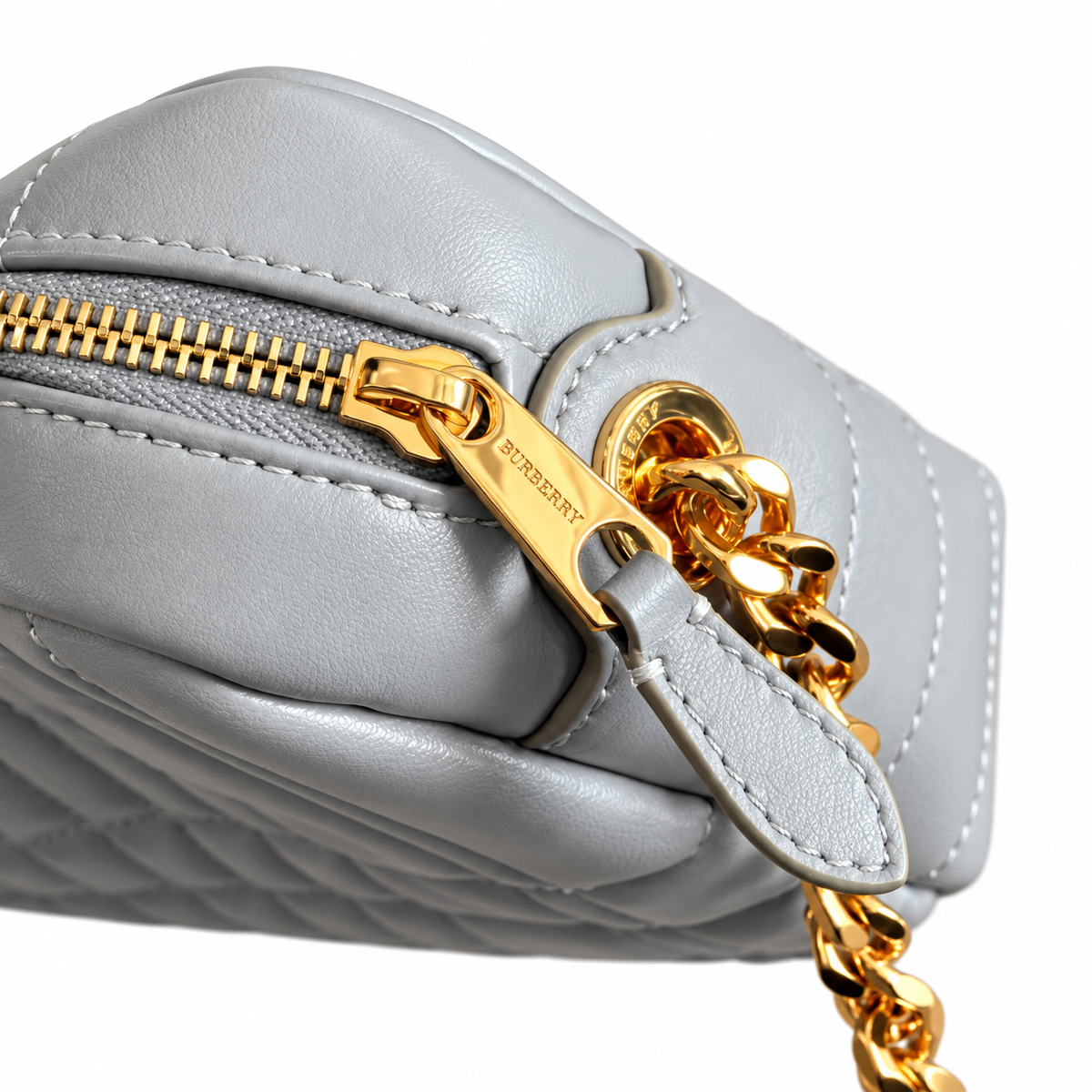 Burberry Pearl Grey Quilted Monogram Camera Bag