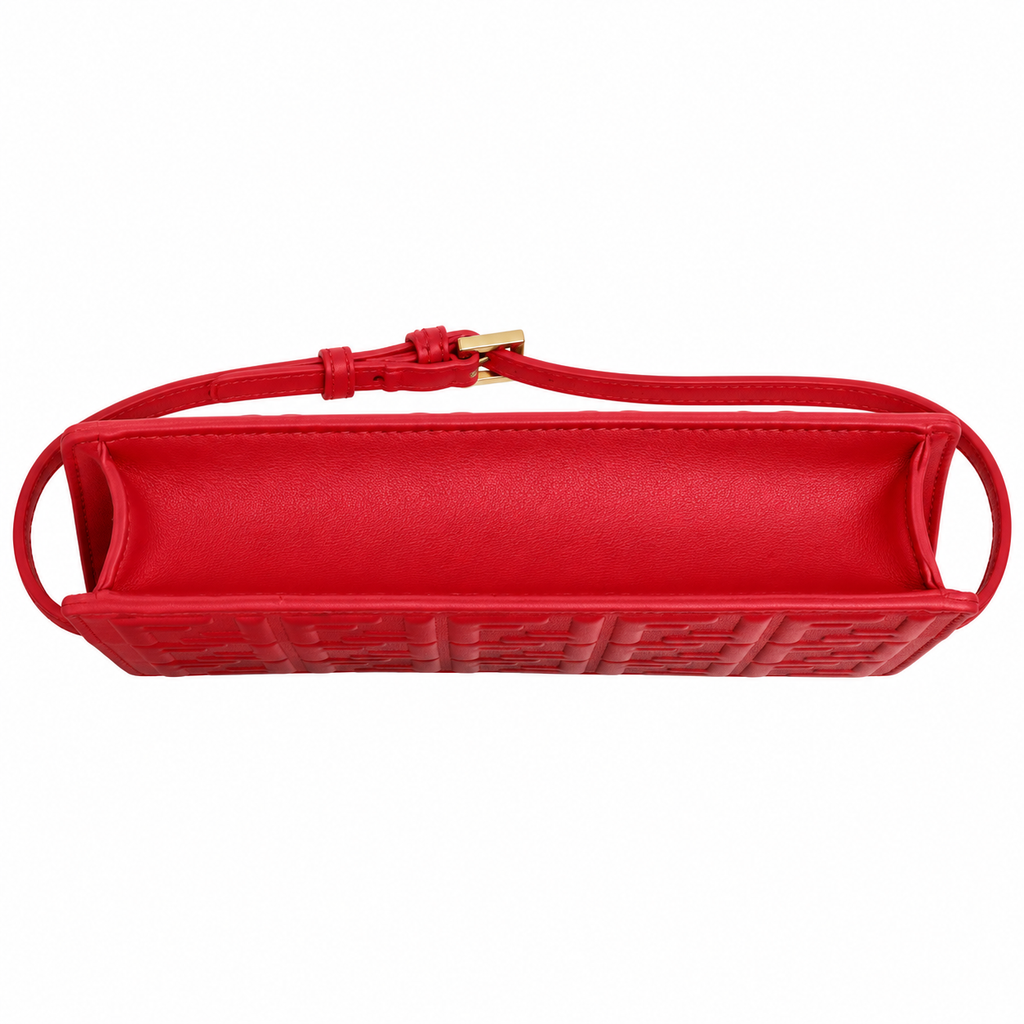 Fendi FF Small Shoulder Bag – Jacquard Canvas & Leather Trim, Flap Closure, 21cm